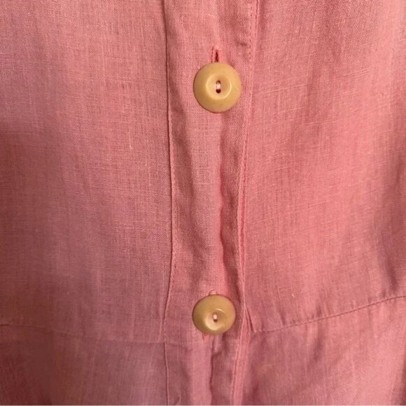 Flax 100% Linen Peplum Button Front Top - Picture 4 of 9
